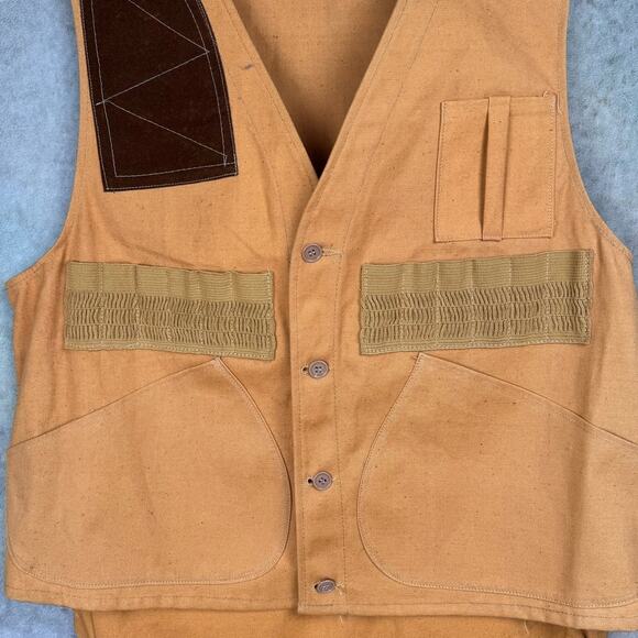 VTG 70s Hunting Vest Sz L Tan Shooting Pockets USA Utility Apache Brand - Picture 6 of 8